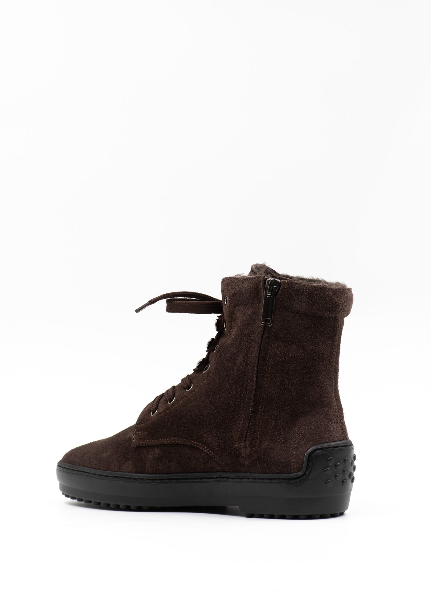 Women's brown suede boots with rubber sole