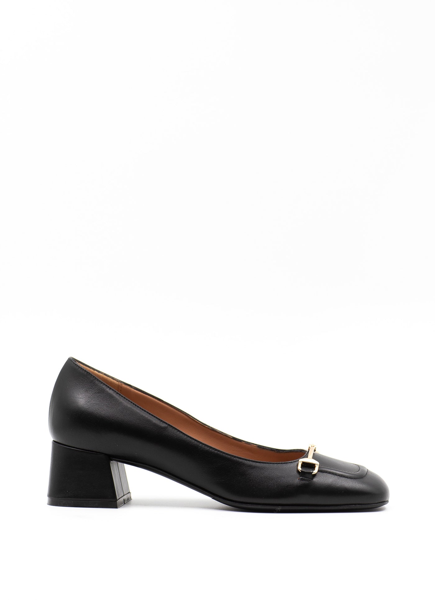 Horsebit Pumps in Black Leather