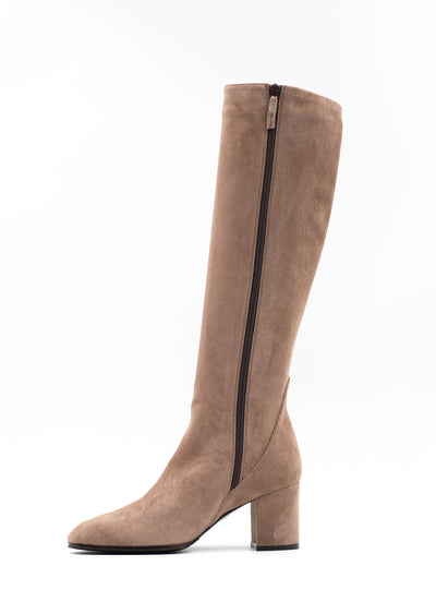 Suede Stretch Boots in Cappuccino