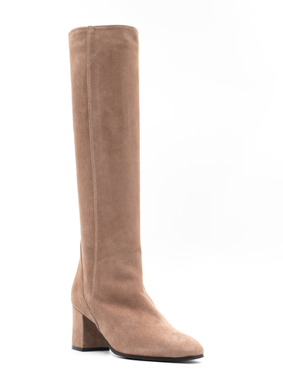 Suede Stretch Boots in Cappuccino
