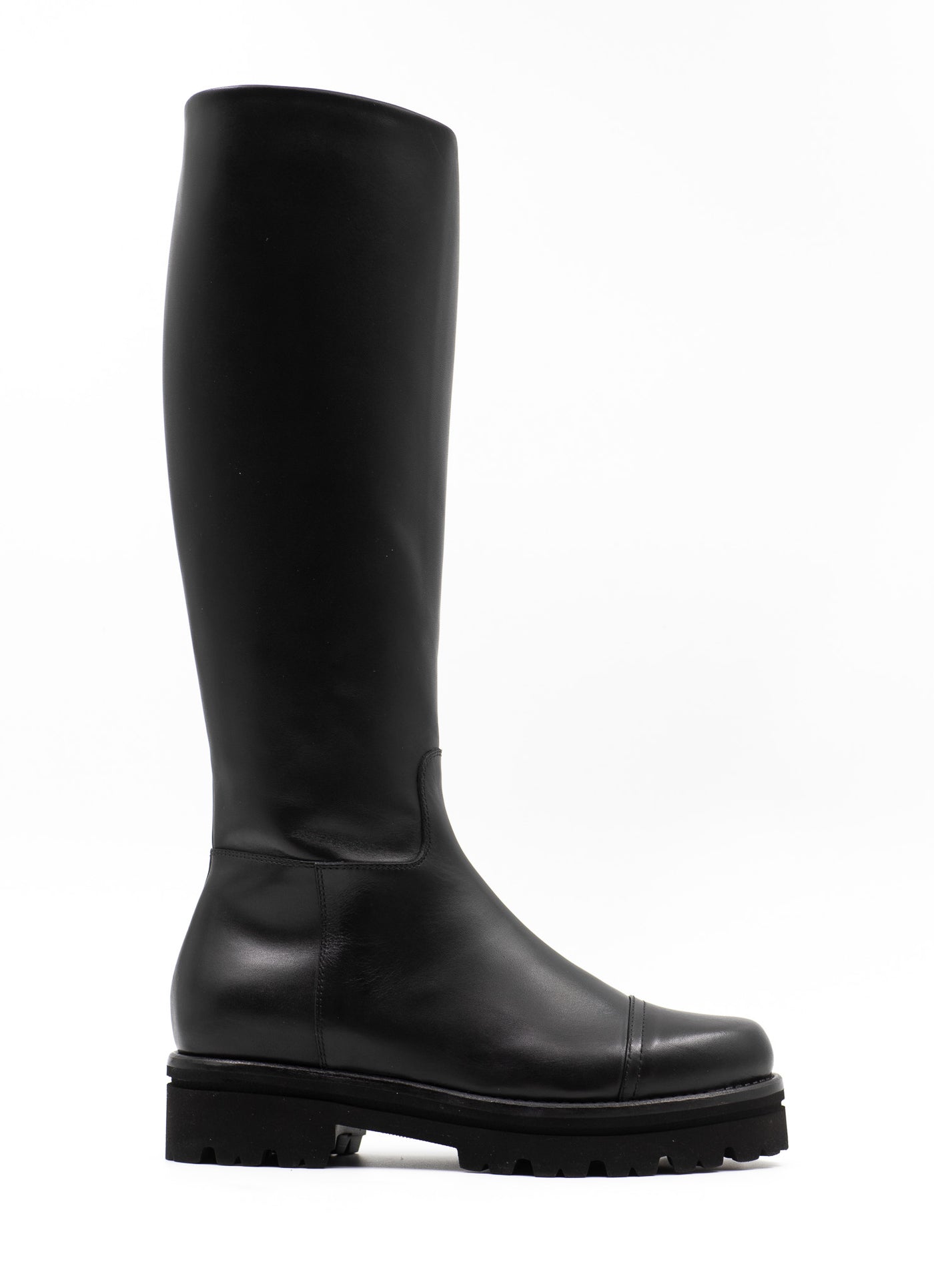 Gomma Black Leather Knee-Boots