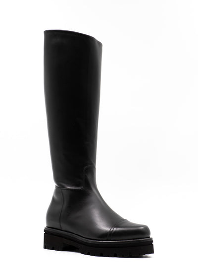 Knee-High combat boots in black leather