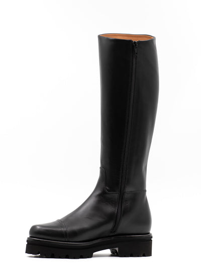 Women's black combat boots