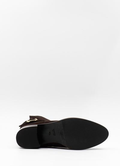 Embellished Brown Suede Ankle Boots