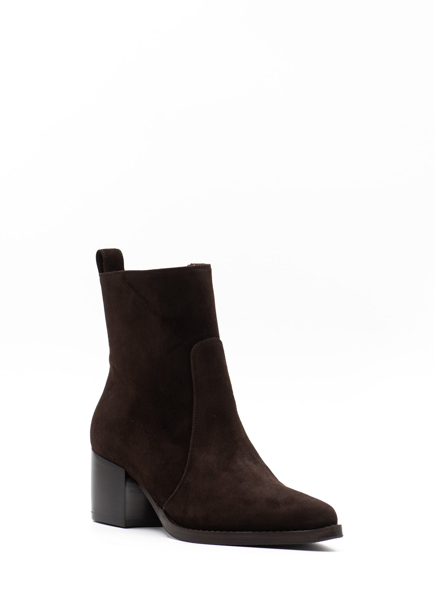 Point-Toe Ankle Boots in Brown Suede