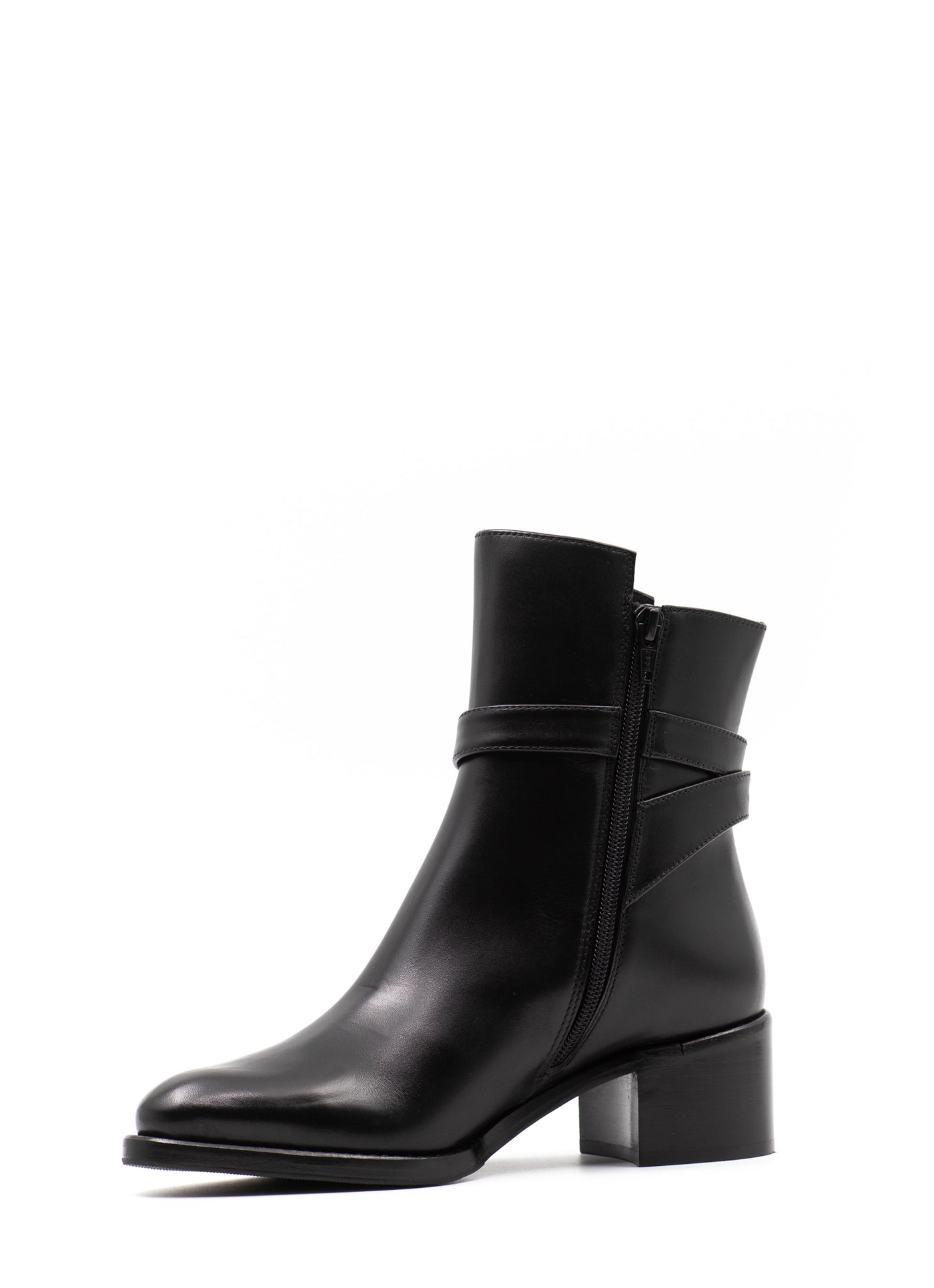 Embellished Ankle Boots in Black Leather