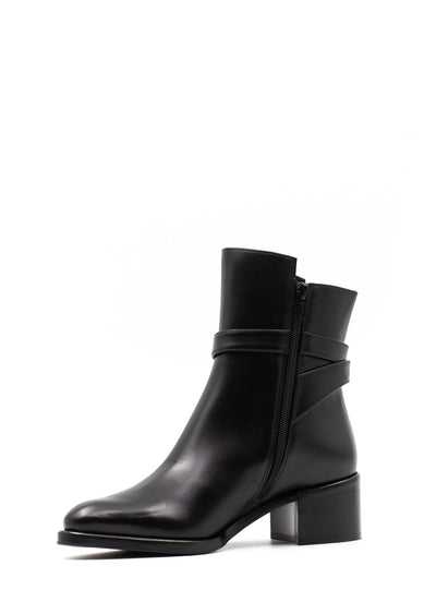 Embellished Ankle Boots in Black Leather