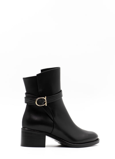 Embellished Ankle Boots in Black Leather