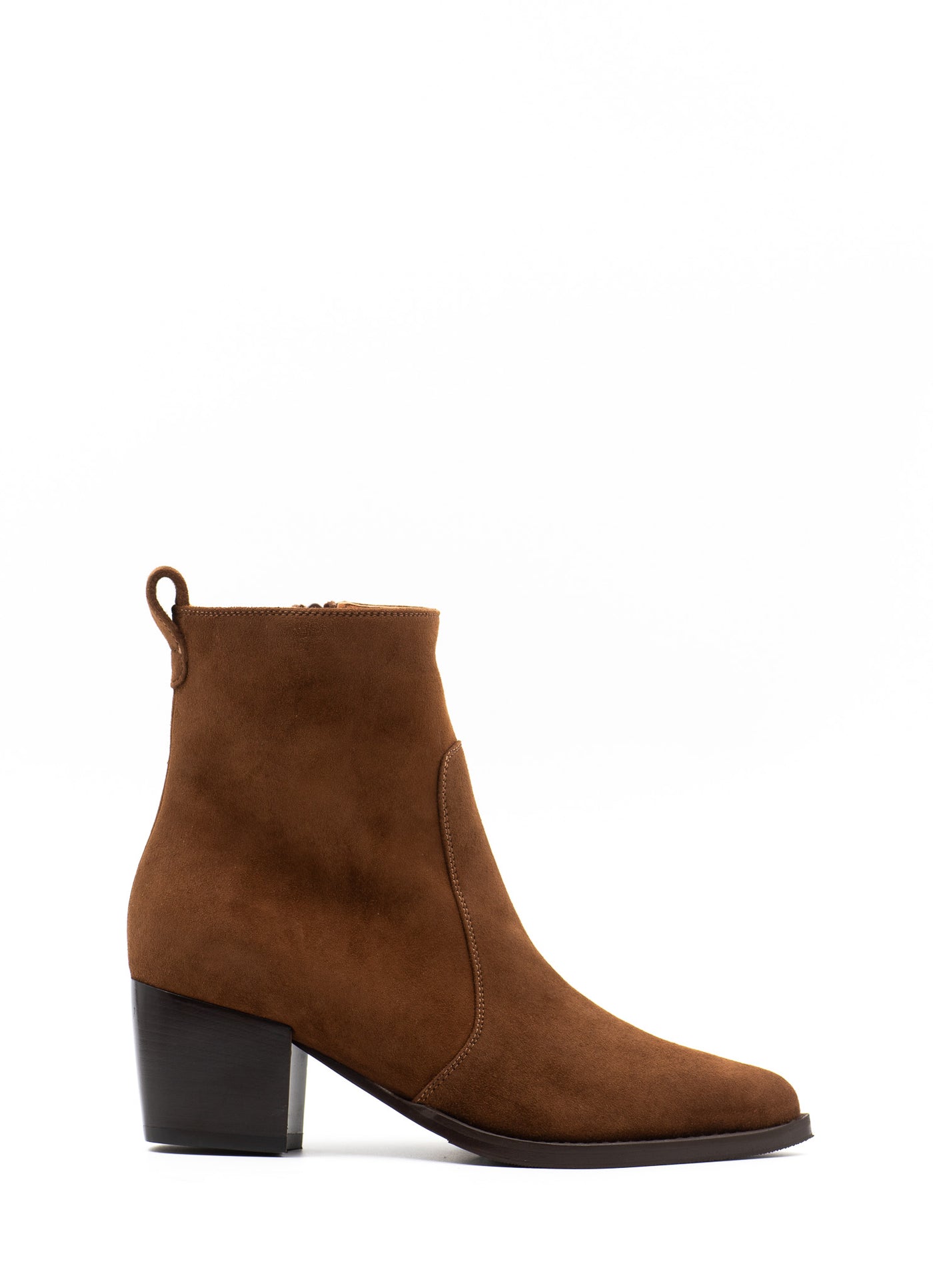 Point-Toe Ankle Boots in Cognac