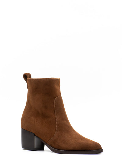 Point-Toe Ankle Boots in Cognac