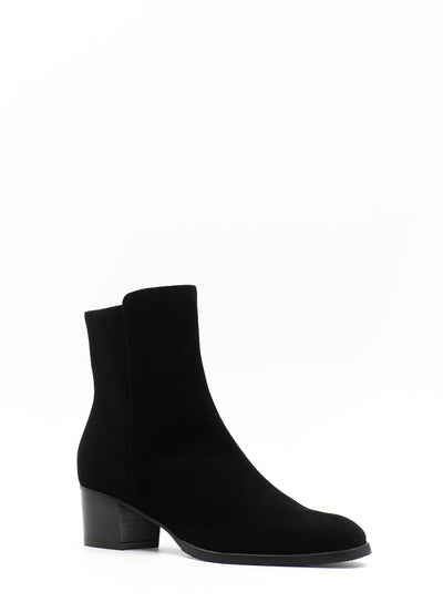 Heeled Ankle Boots in Black Suede