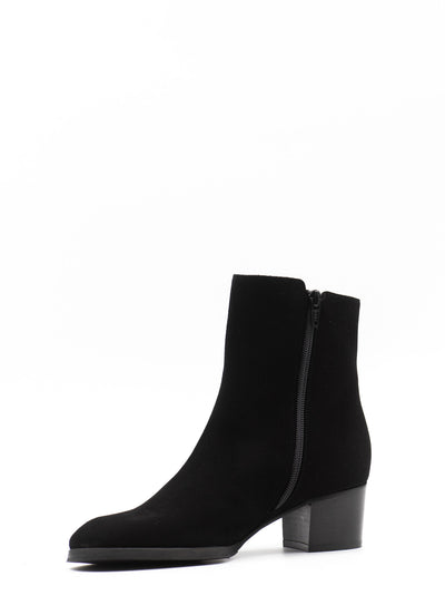 Heeled Ankle Boots in Black Suede