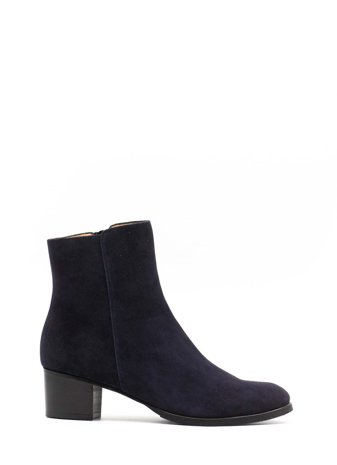 Heeled Ankle Boots in Navy Suede