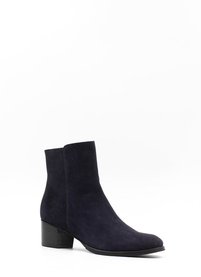 Heeled Ankle Boots in Navy Suede