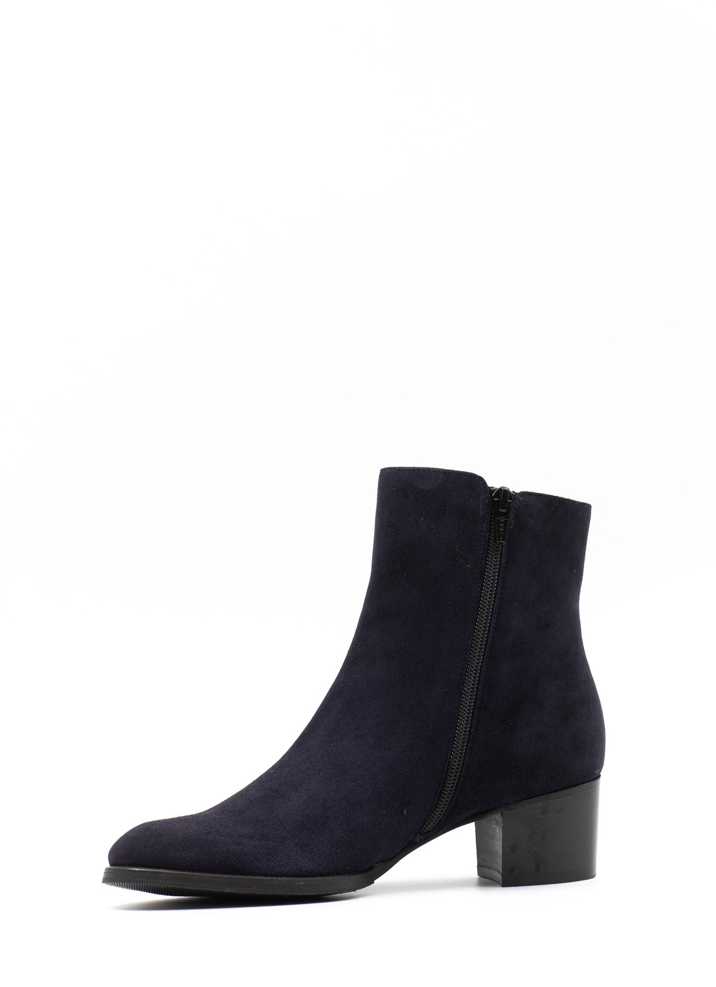 Heeled Ankle Boots in Navy Suede