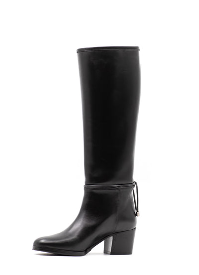 Black Leather Knee High Boots