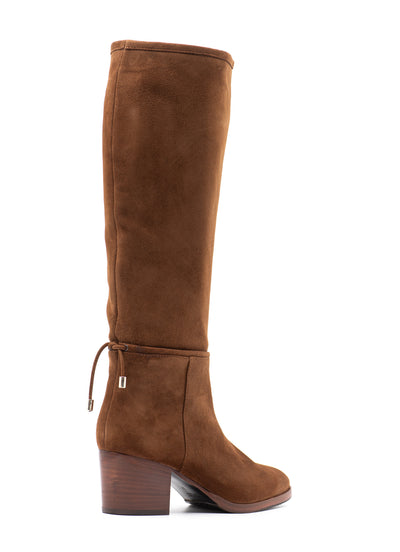 Cognac Suede Knee High Boots