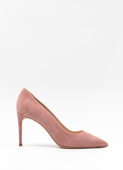 Pink suede pumps