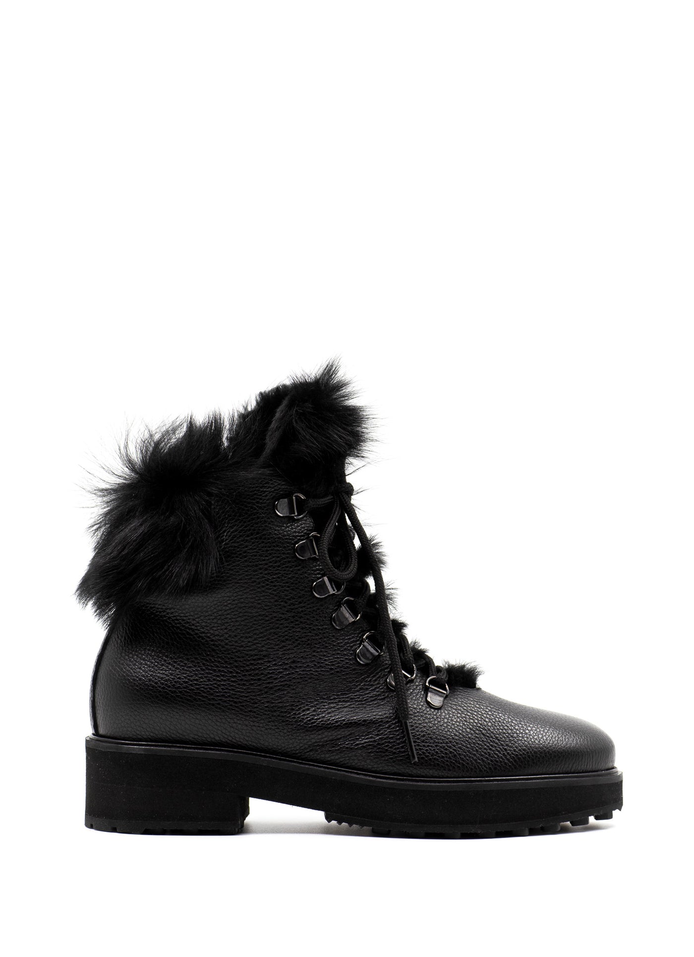 Black shearling lined hiking boots
