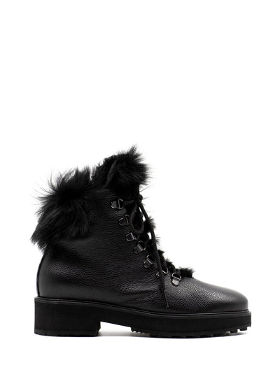 Black shearling lined hiking boots