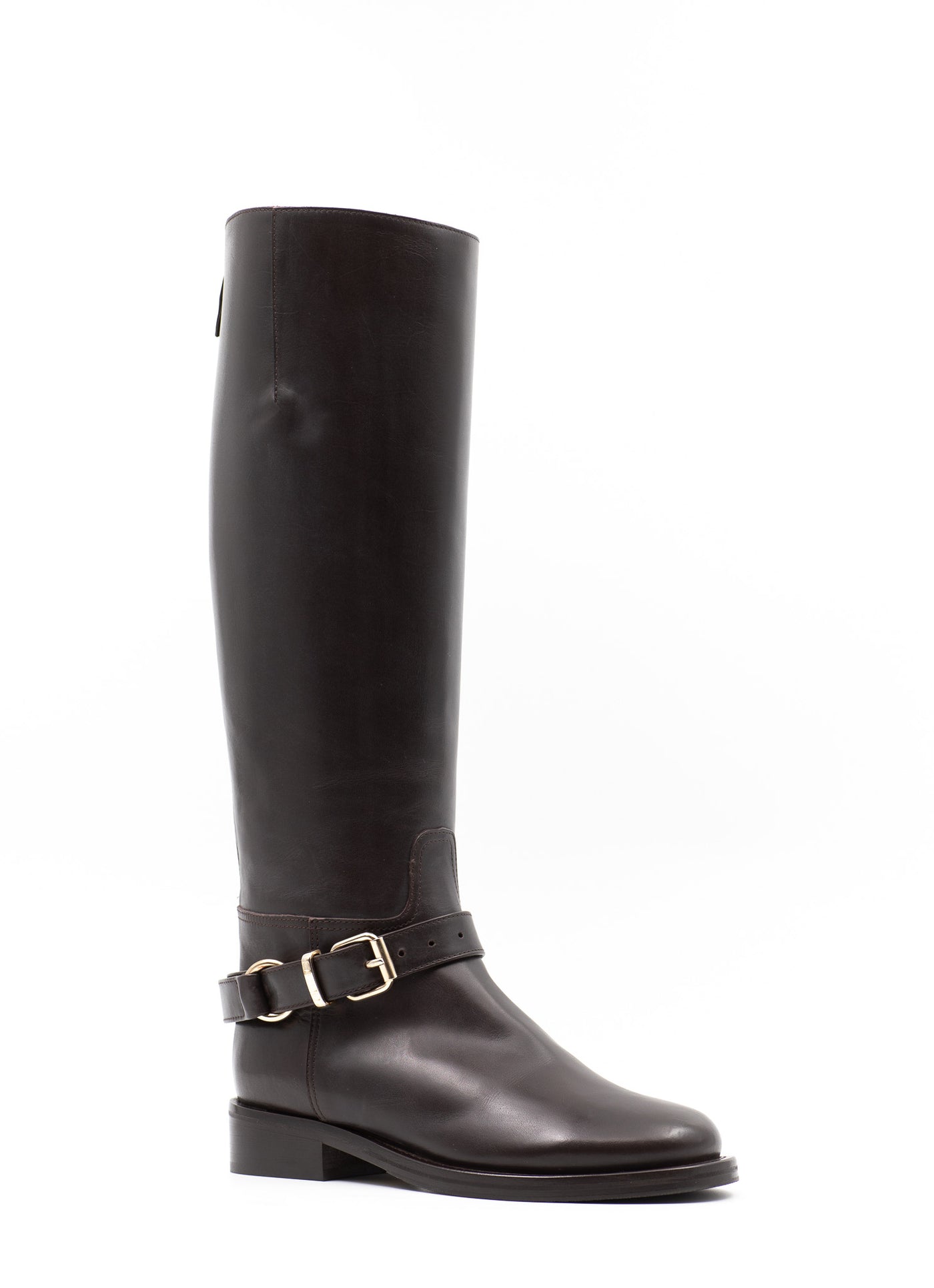 Embellished Brown Leather Riding Boots