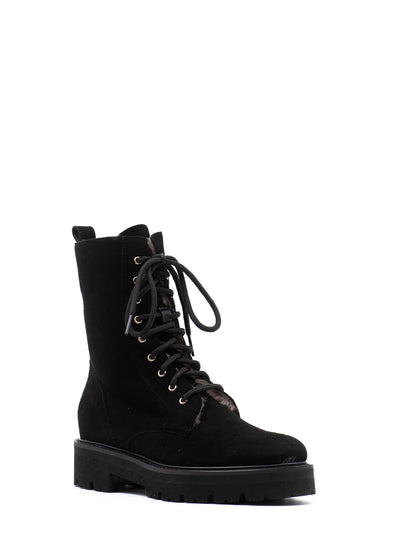 Shearling Lined Black Suede Boots