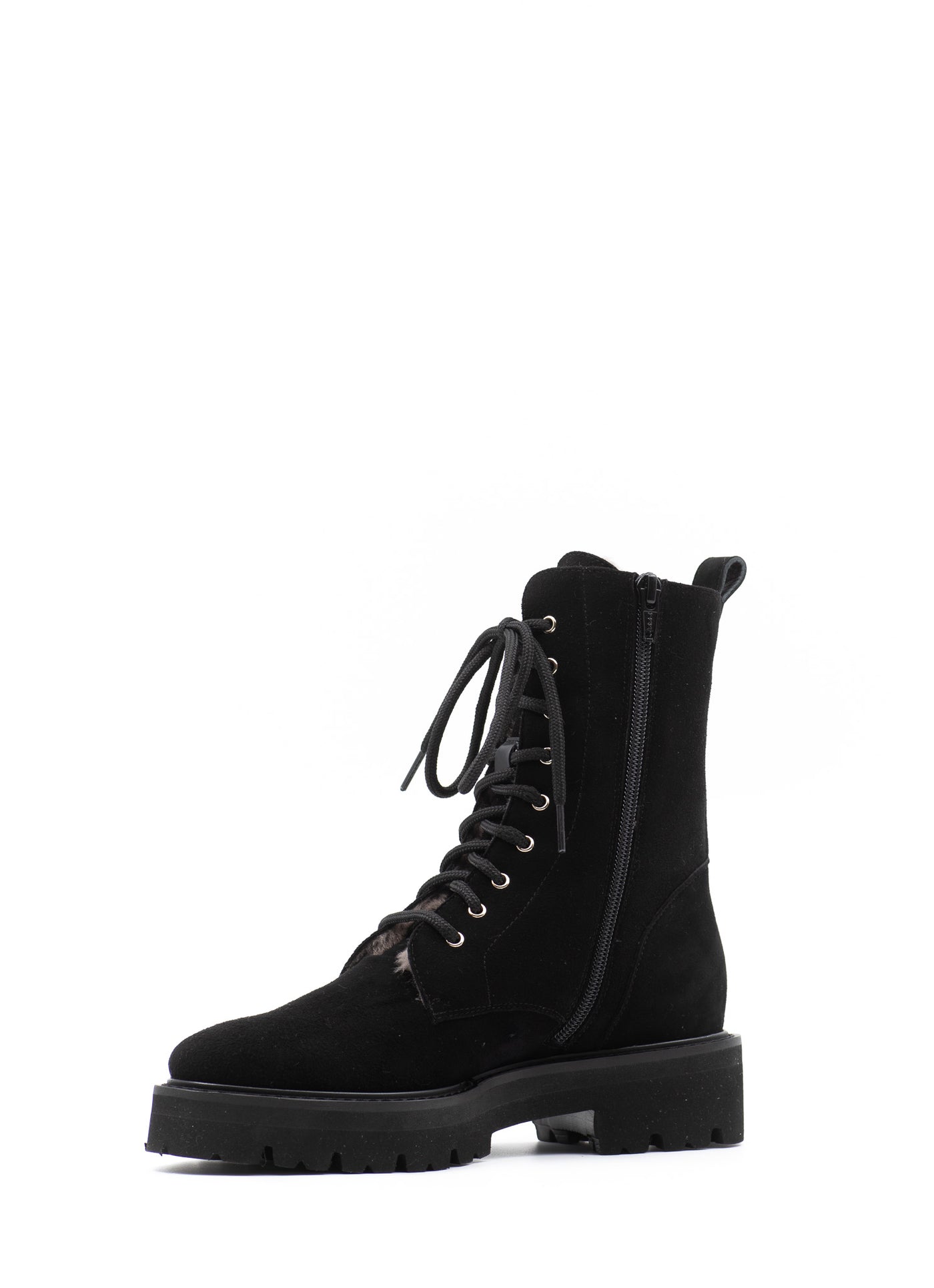 Shearling Lined Black Suede Boots
