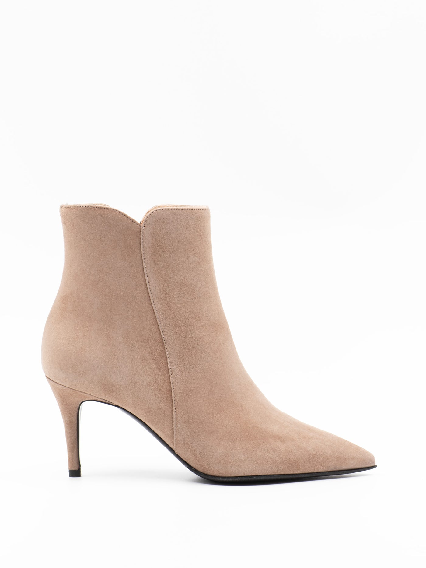 Curved Cuff ankle boots in beige suede