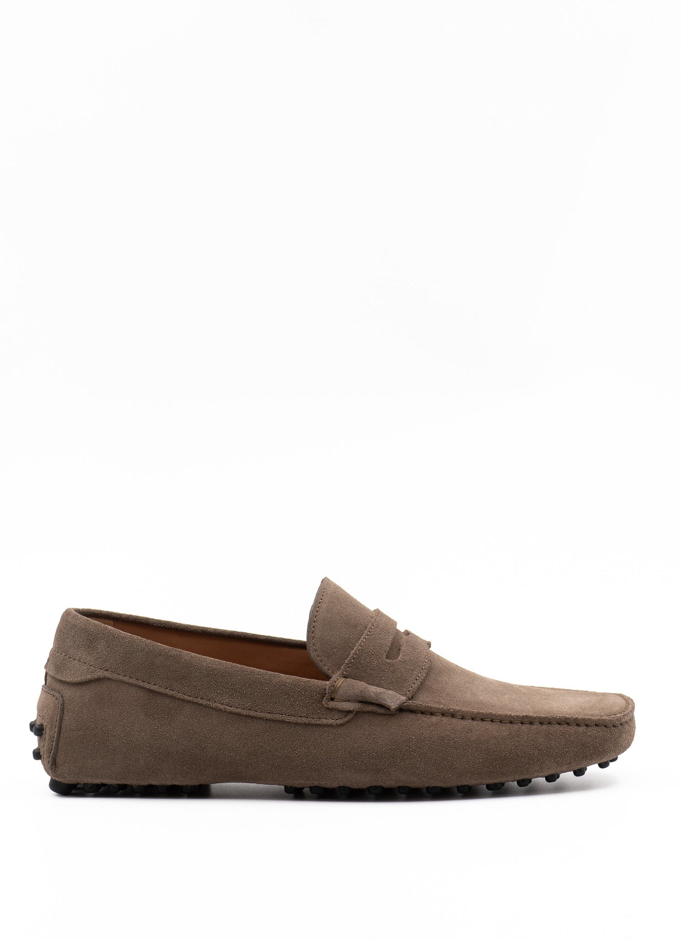 Driving shoe in taupe suede