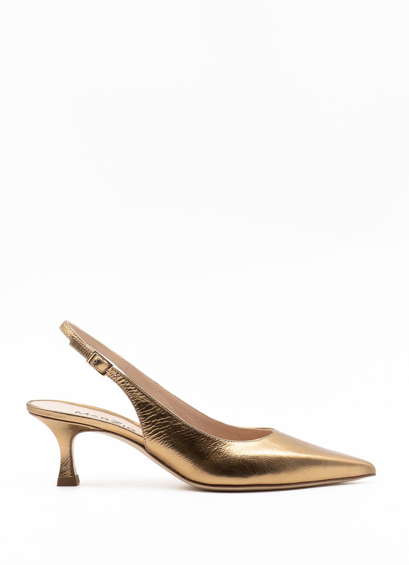 Gold leather slingback pumps