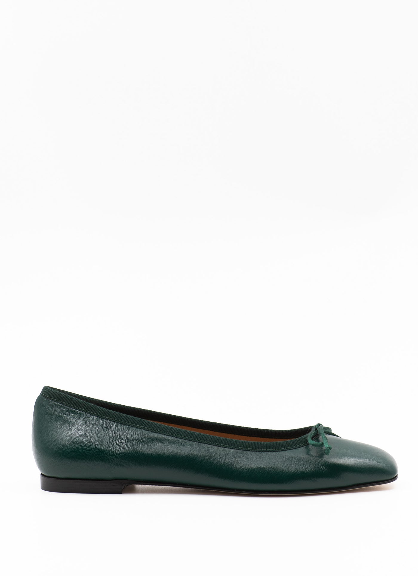 Square-toe ballet flats in green leather