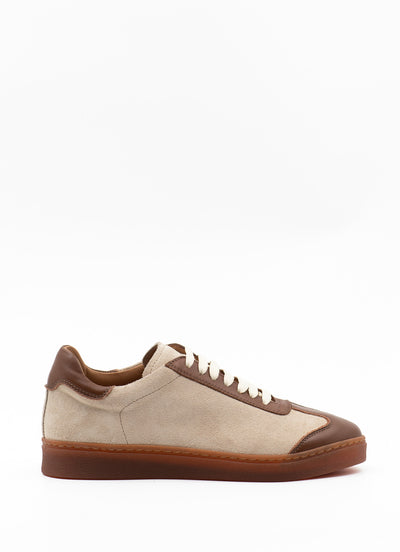 Caramel leather and suede sneakers