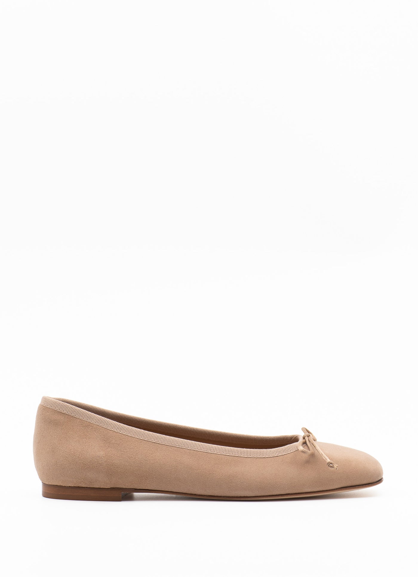Square-toe ballet flats in beige suede