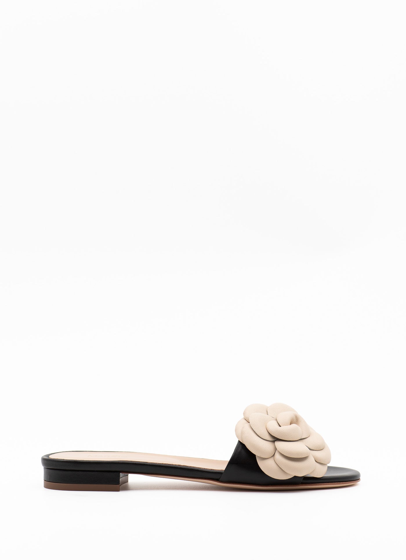 Camelia mules in black leather