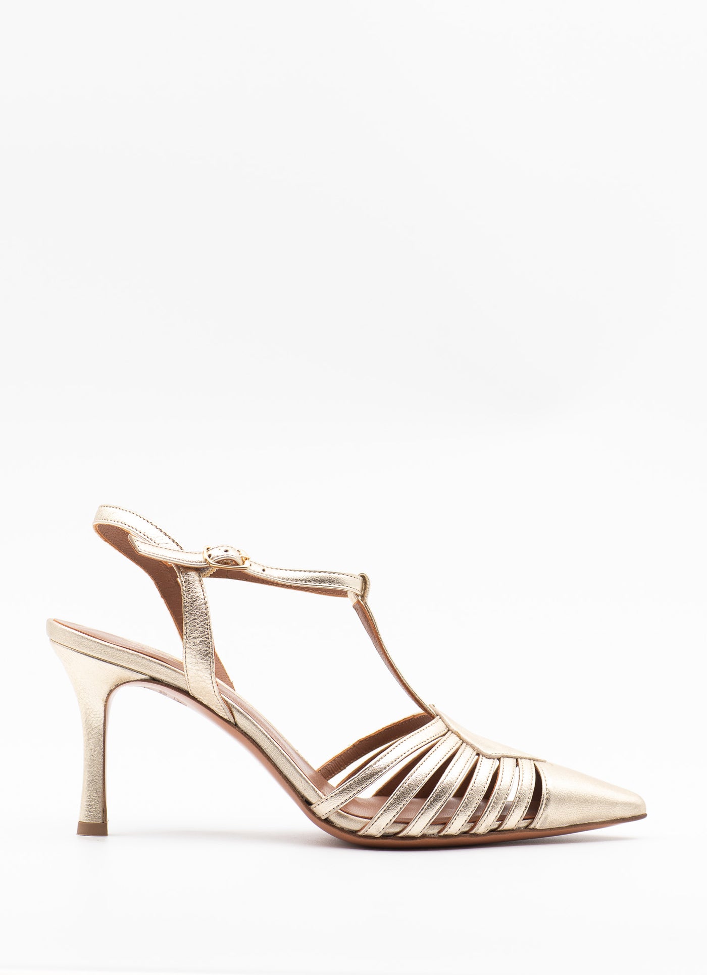 Caged Point-toe Gold Sandal