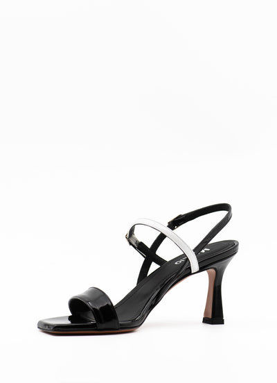 Barely there sandals in black patent