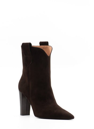 Heeled western ankle boots in brown