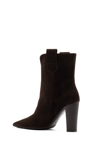 Heeled western ankle boots in brown