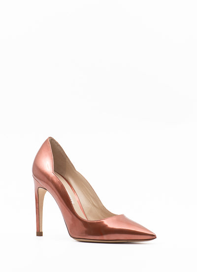Orange metallic leather pumps