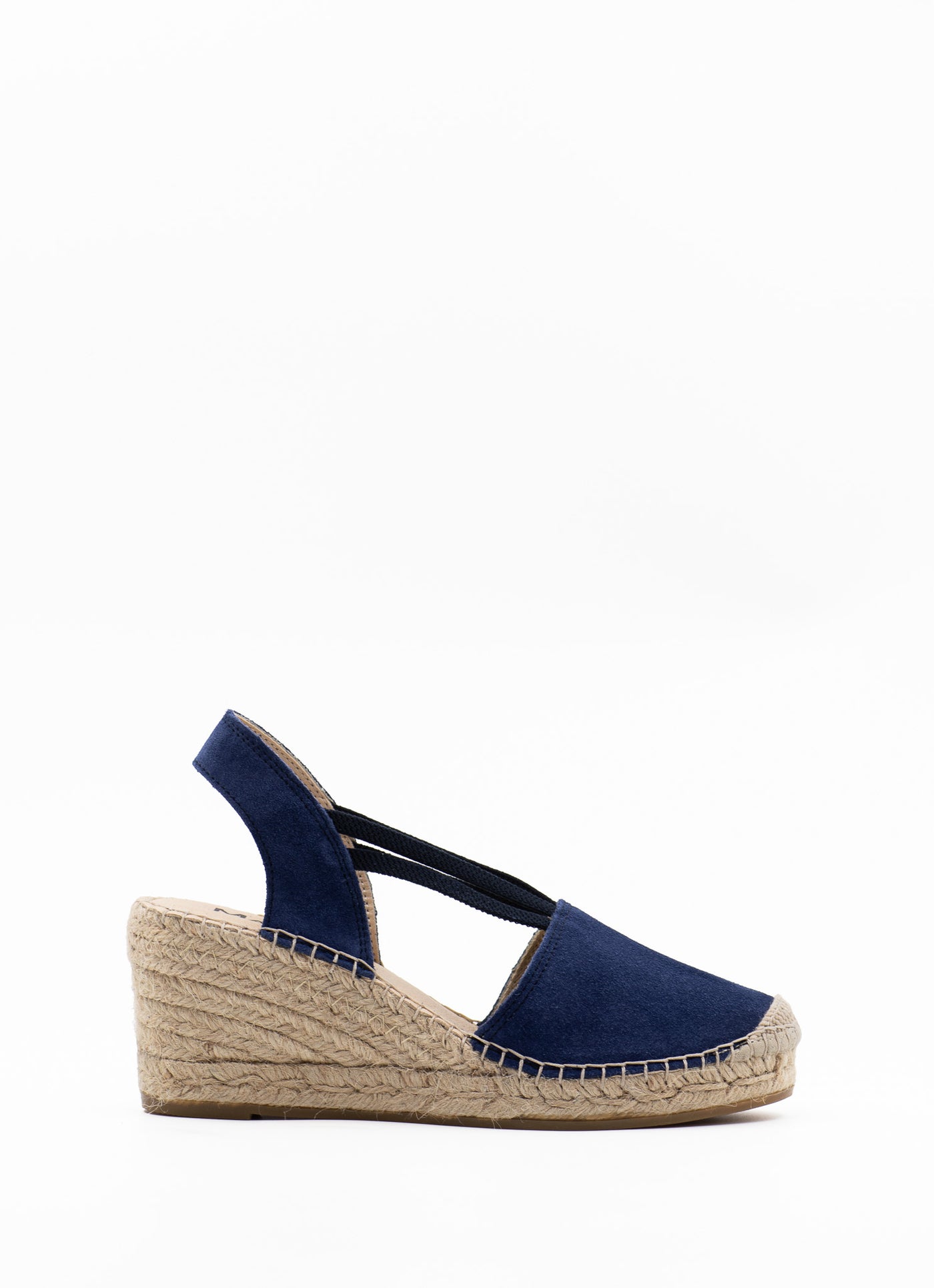 Wedge espadrilles in navy with elastic straps