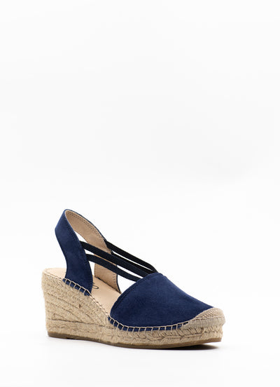 Wedge espadrilles in navy with elastic straps