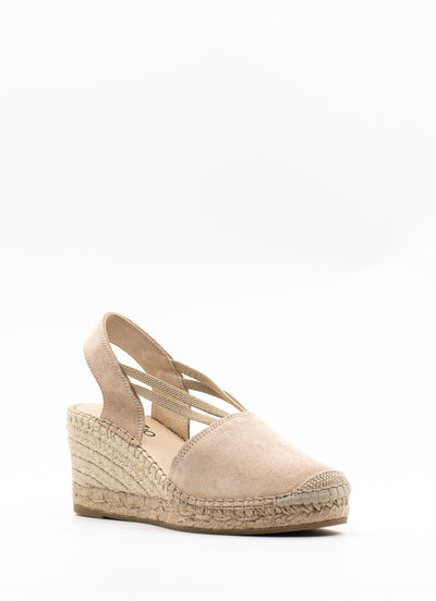 Wedge espadrilles in beige with elastic straps