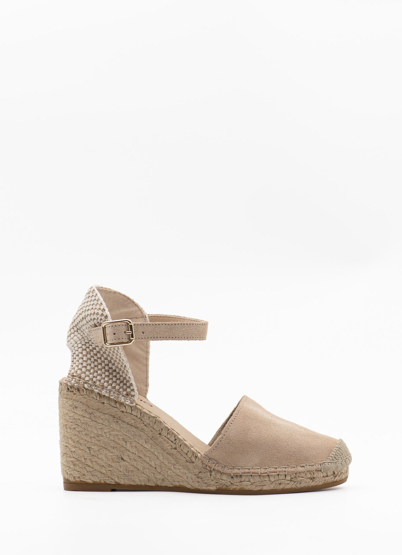 High heeled espadrilles in beige