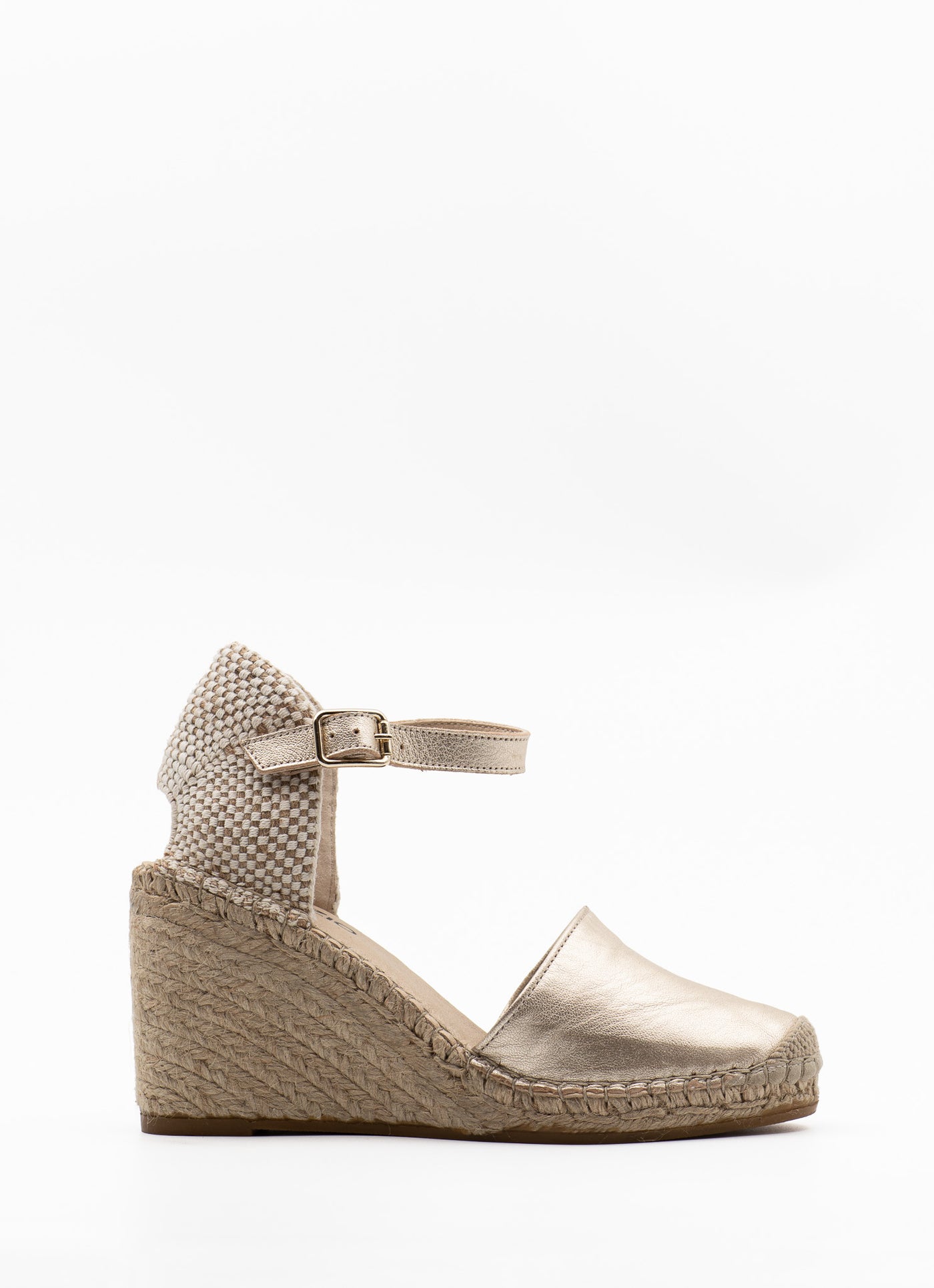 High heeled espadrilles in gold