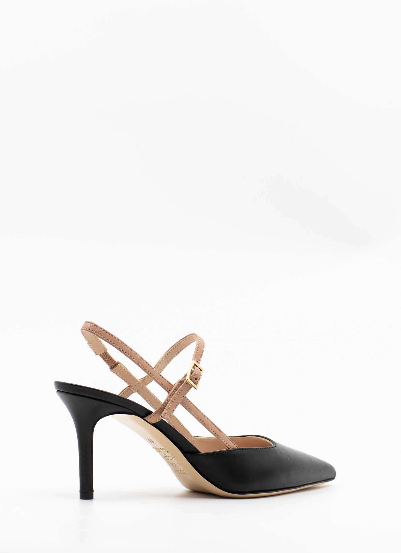 Buckle Strapped Pumps in Black Leather