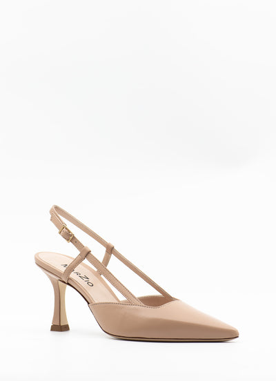Curved heel slingback in beige