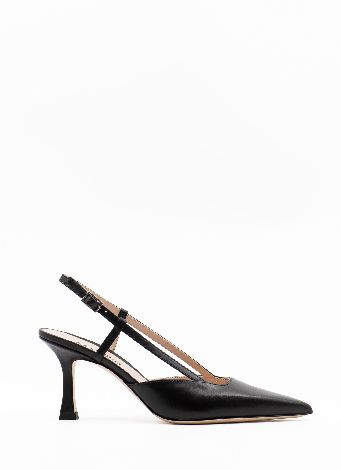 Curved heel slingback pumps in black