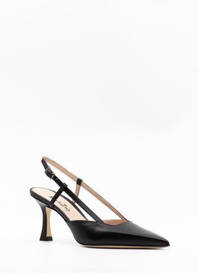 Curved heel slingback pumps in black