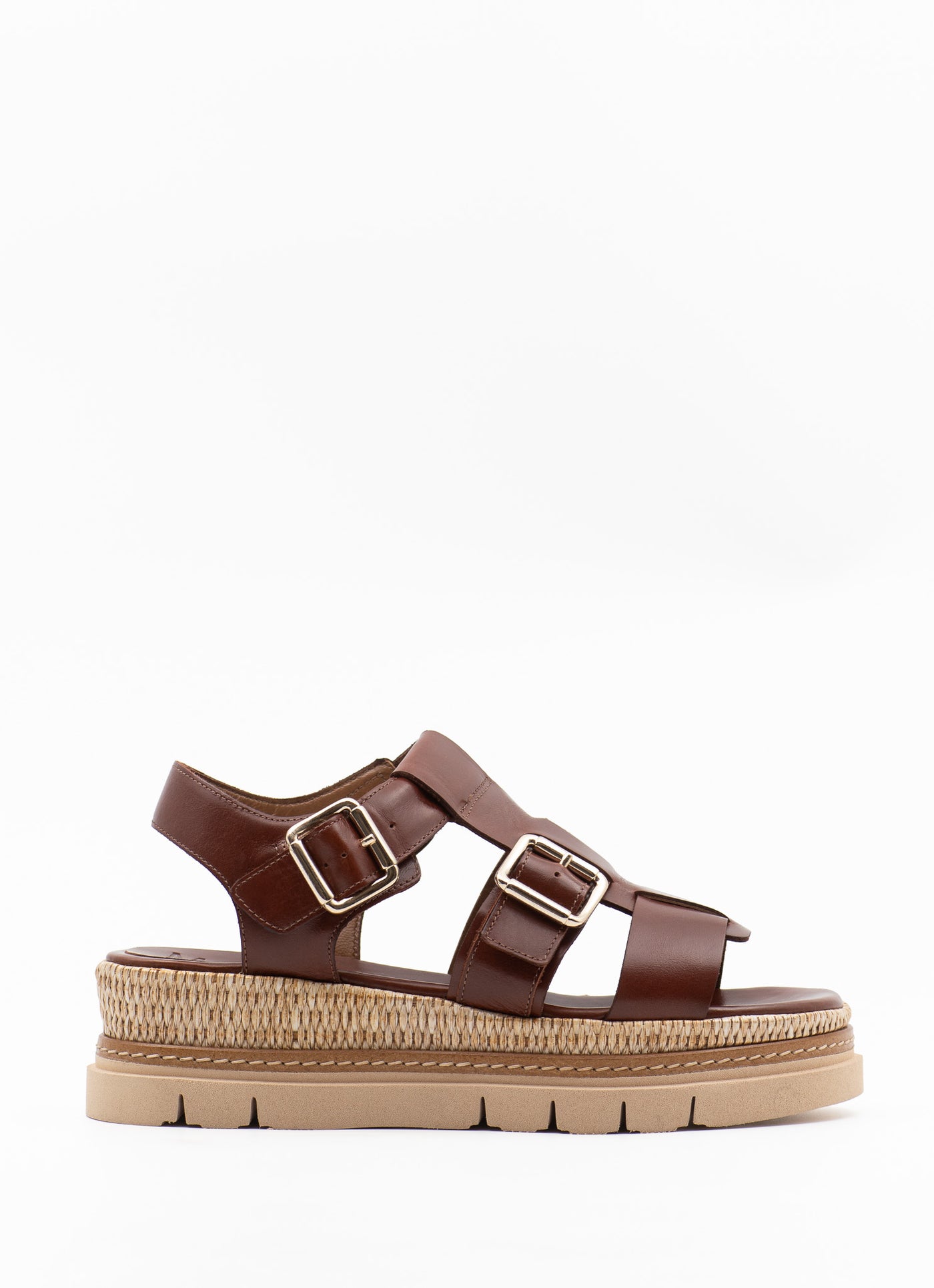 Flatform sandals in brown