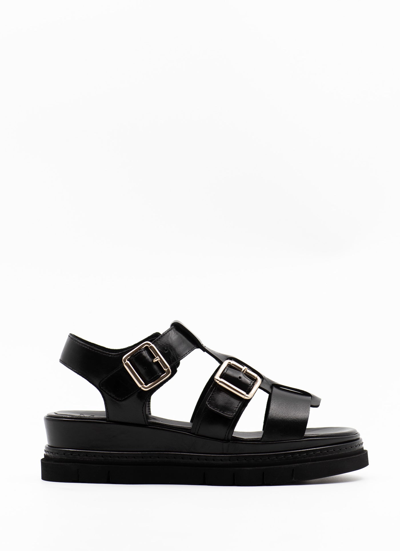Flatform sandals in black